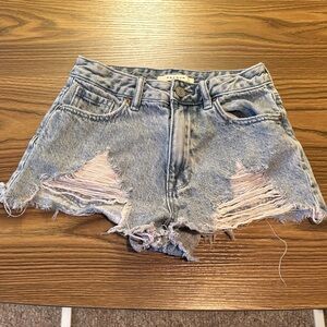 PacSun Light Blue Distressed High Rise Festival Jean Shorts size 24